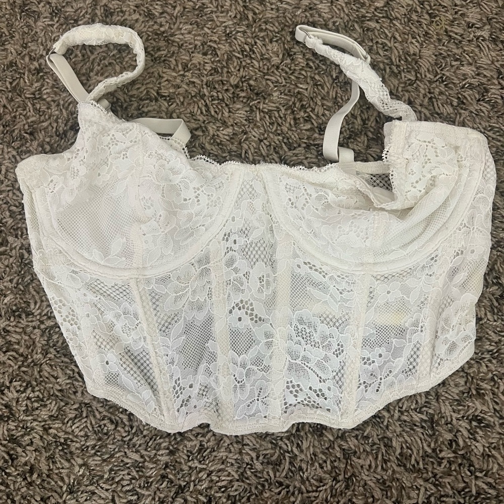 Hollister White Lace Bustier Top
